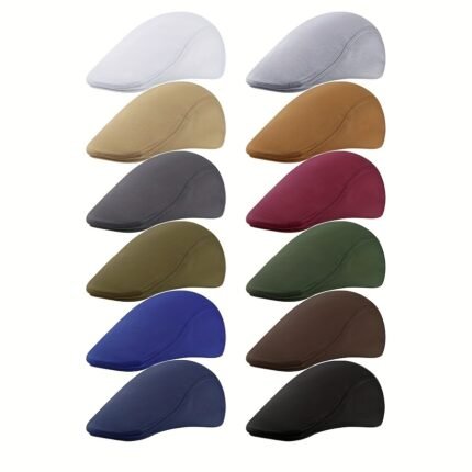 Christmas Halloween Thanksgiving Birthday Thank You Gift, 12pcs Newsboy Hat for Men, Flat Caps Bulk Driving Cabbie Hunting Hat