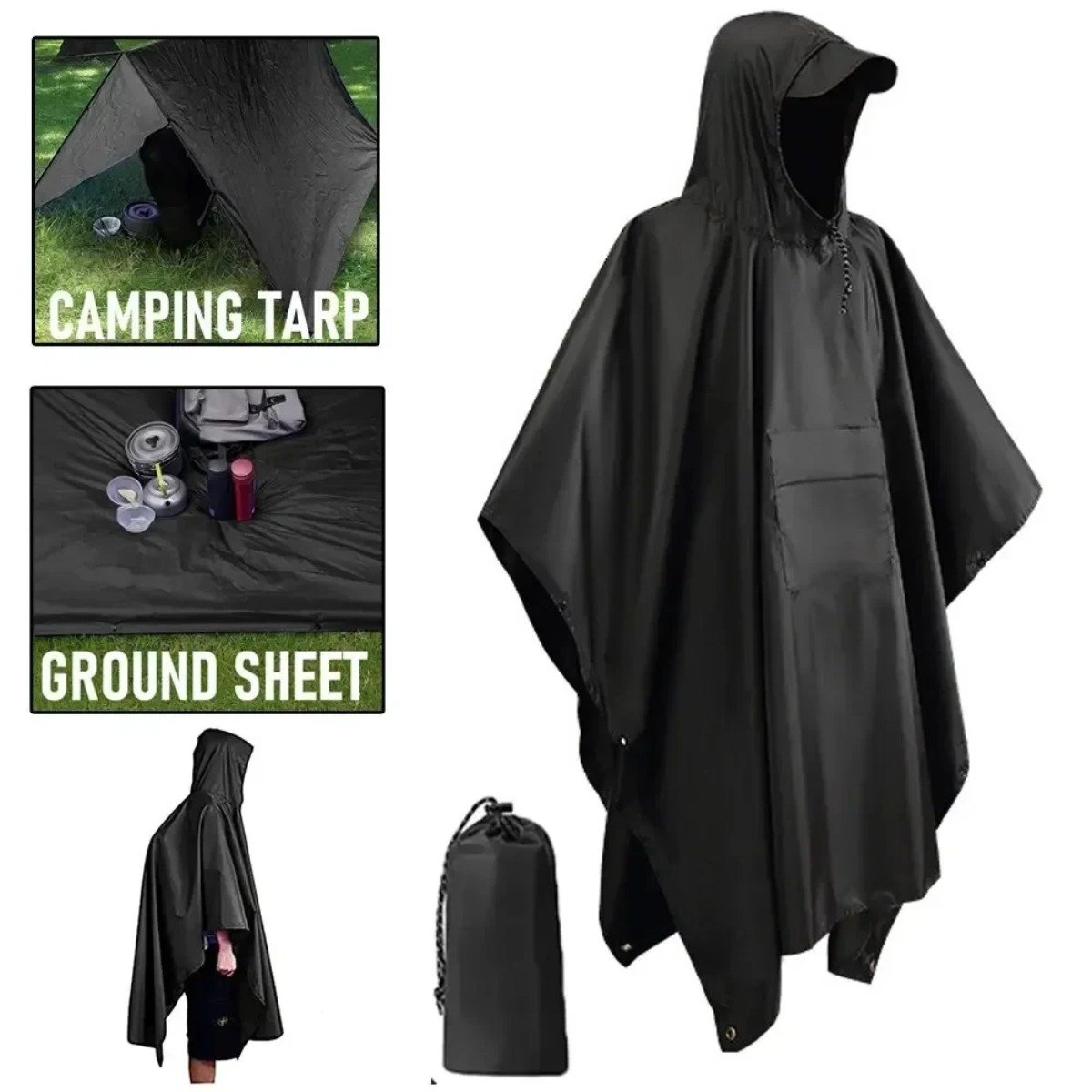 685af287-1728-44c2-87f0-1fa28e7f5988.jpeg 3-in-1 Waterproof Hooded Rain Poncho, Durable Polyester, Windproof for Camping, Hiking & Cycling, Adjustable Hood, Reinforced Seams, Lightweight & Compact Design - Image 1