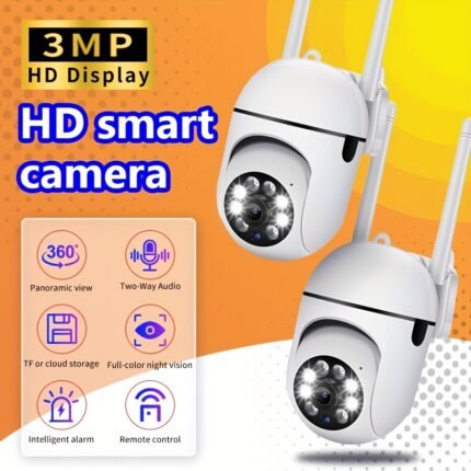 2 Indoor Security Cameras, 3MP HD, Extensive Wi-Fi Wireless Connection, Automatic Tracking And Monitoring, 355° Horizontal Rotation 90° Vertical Tilt, Night Vision, Home Security Cameras with Mobile Application