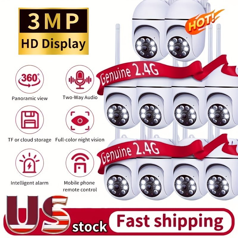 696958da-1fa9-4f1f-99f4-468e0db9f00f.jpg 10pcs Wireless Security Cameras 3MP HD 355° PTZ AI Motion Detection Two-Way Audio Color Night Vision Indoor/Outdoor Wall Mount USB Powered WiFi Cameras for 24/7 Video Protection, Wireless Outdoor Security Camera, Indoor Surveillance, Sleek Camera Design, Highresolution Recording, Home Surveillance, Discreet Monitoring, Durable Construction, Ptz Camera, Business Security - Image 1