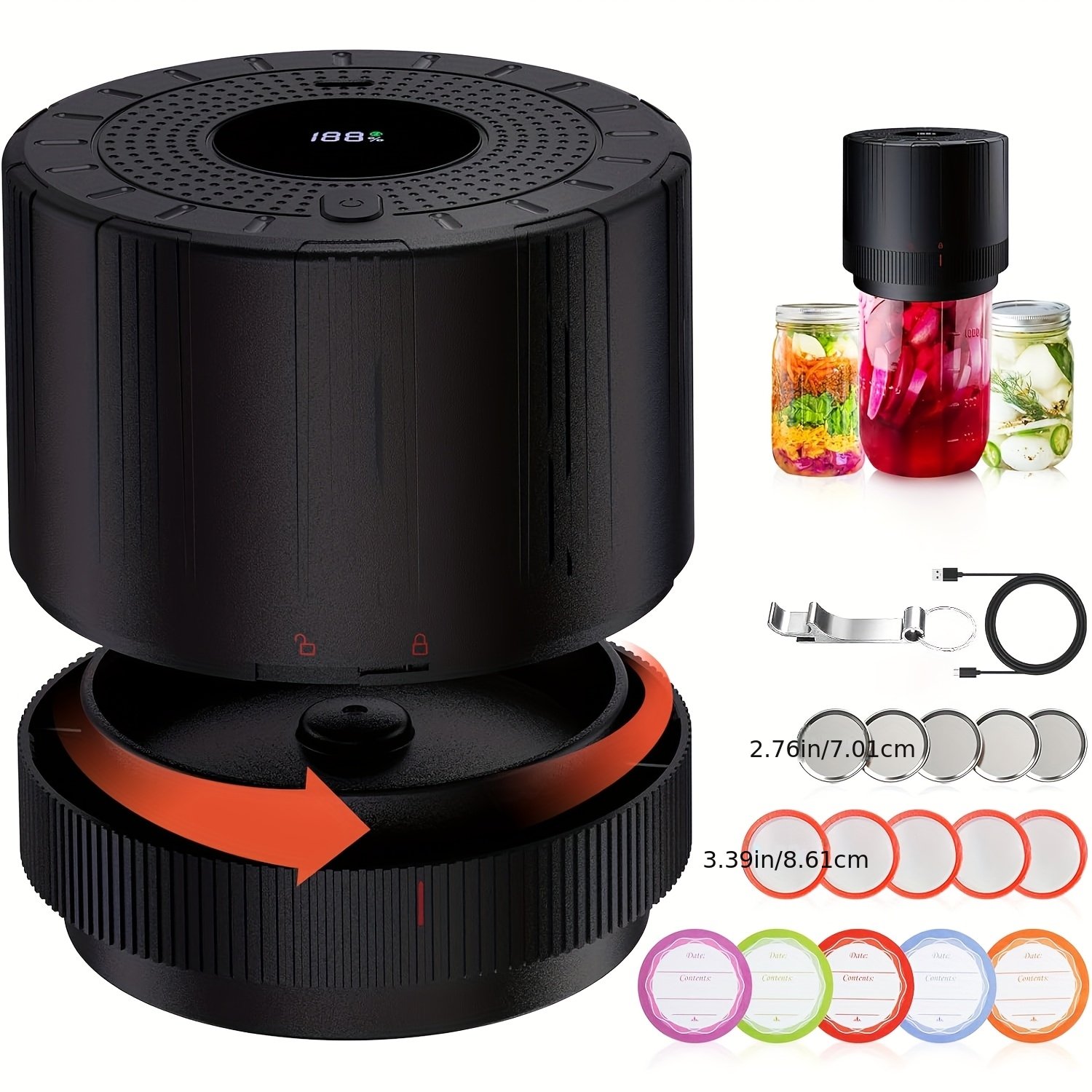 69841b3e-8ed3-11f0-b7e2-0a580aa81b48.jpg 1pc Automatic Electric Mason Jar Vacuum Sealer, One-button Operation, Leak-proof Seal, Suitable For Regular And Wide Mouth Containers, Sealing Physical Preservation, Kitchen Tools. - Image 1