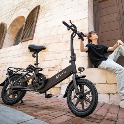 2025 DYU Electric Bike for Adults Teens, Folding Electric Bicycle,Commuter City E-Bike with 350W Motor and 36V 7.8Ah Battery,3 Levels Assist, Dual Disc Brakes