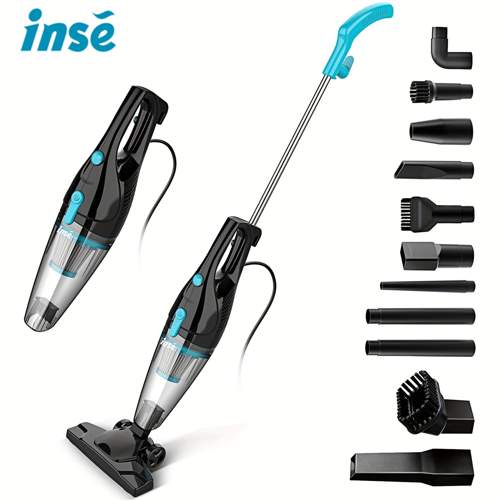 6a688247-ca81-44e8-aaa8-fbccffa5cd67.jpg INSE R3s corded vacuum cleaner, 400W high-performance motor, 16KPa strong suction power, 9 different combinations, can flexibly clean pet hair, dirt, and dust - Image 1