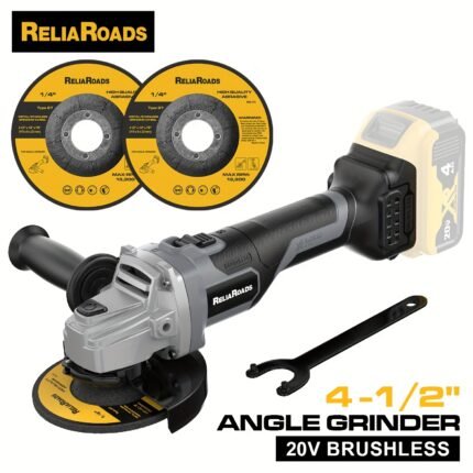 20V Brushless 4-1/2" Angle Grinder For Dewalt Battery (Battery Not Included), Max 9000RPM, Tool Free Guard, Soft Start, Accidental Start Prevention, Electronic Safety Brake, With Metal Grinding Wheels. For Grinding, Polishing And Carving