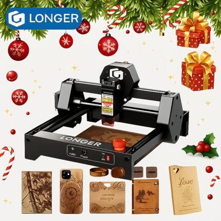 Longer Ray5mini Laser Engraver 2.5W, High-Precision Laser Cutting Machine, 12, 000mm/min Speed, Wi-Fi Control, 130x140mm Engraving Area, Perfect Halloween & Christmas Gift for DIY Projects On Metal, Wood, Acrylic & Leather, No Installation Required, Perfect for Holidays, Christmas & Halloween Gifts