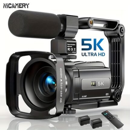 Nicamery 5K 30FPS Video Camera with 16x Digital Zoom, 48MP UHD, WiFi, IR Night Vision, 3.0 Inch Rotatable Touch Screen, 6-Axis Stabilization, Ideal Christmas Gift, Outdoor Essential, Vlog Camera