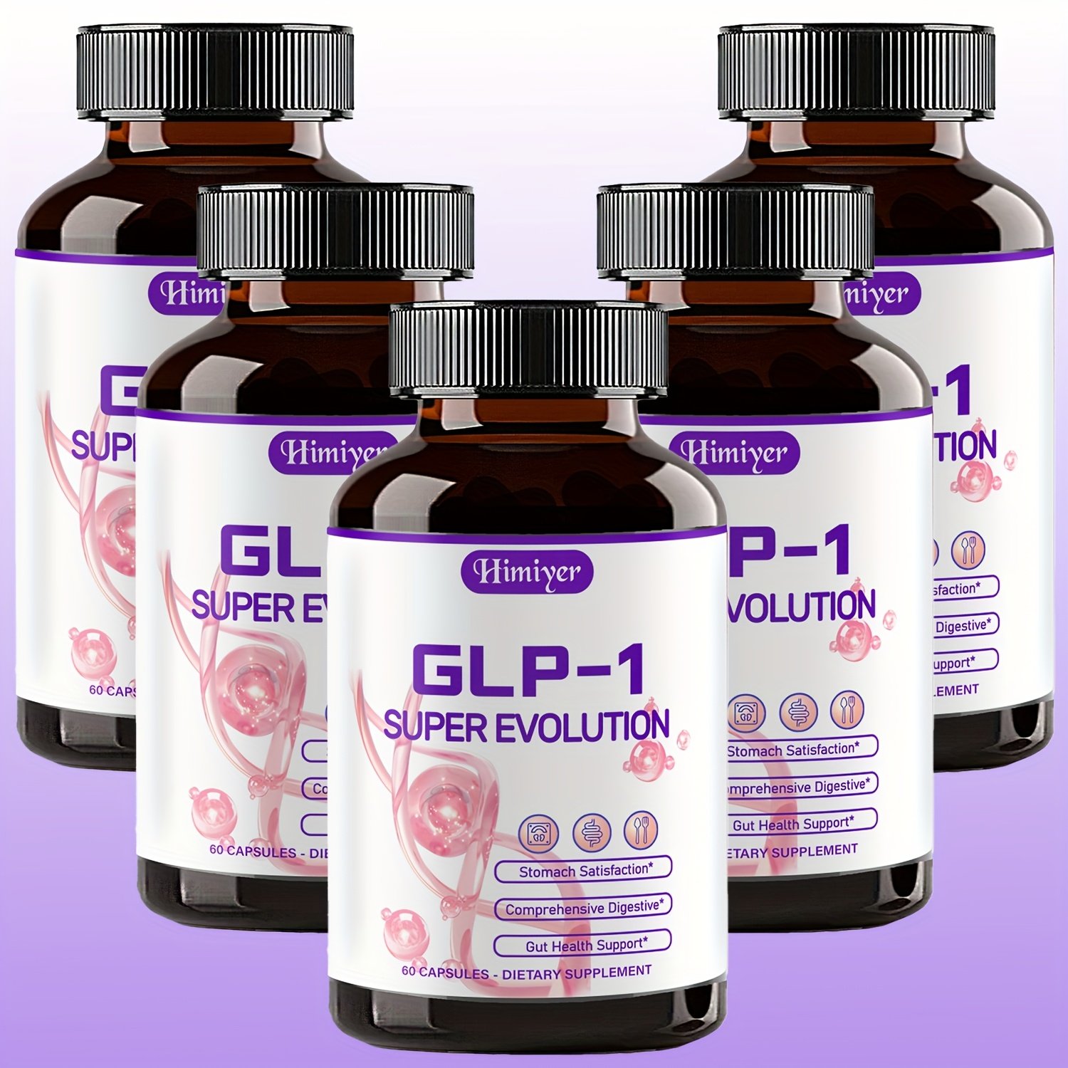 6c01432f-c4b1-4b4d-8a8d-bdcf8e99f397.jpg 5 Bottles for Better for Yourself, 5pcs GLP-1 SUPER EVOLUTION Capsules, 60 CAPSULES Per Bottle - DIETARY SUPPLEMENT, Hops Flower Extract, Eriocitrin, Green Tea Leaf Extract, The Light Purple Is More Beautiful - Image 1