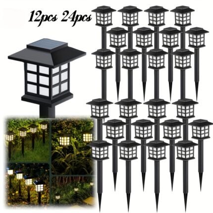24/12 Solar Outdoor Lights, IP44 Waterproof Sidewalk Lights, LED Landscape Lighting Garden Lights, Suitable for Sidewalks, Lanes, Courtyards And Lawns, Solar Garden Decoration, Christmas Decoration, Halloween Decoration