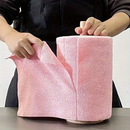 30pcs/1 Roll Reusable Microfiber Cleaning Cloths - Super Absorbent & Rust-Proof Kitchen & Household Wipes, Pink with Black Edges, Multi-Purpose Dish Towels, Glass & Surface Cleaners, Durable Roll for Home, Kitchen, Outdoor Use (, Washable), Kitchen Cleaning Cloth Reusable, Reusable Kitchen Towel, Kitchen Dish Towels