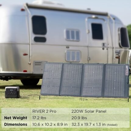 EcoFlow Portable Power Station RIVER 2 Pro 700 with 220W Portable Solar Panel, 716Wh LiFePO4 Battery Power Bank, 4x800W AC Outlets, Solar Power Station for Home Backup Outdoors Camping RV Emergency