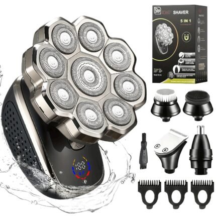 9D Upgraded Version, Men's Electric Shaver, IPX5 Waterproof Wet And Dry Double Shaving, LED Screen Display+USB-C Fast Charging, 9/7 Rotary Cutter for Bald Head, Nose Hair Trimming+Cleansing Massage Set, Dry Shaving, Wet Shaving, Sleek Design, Modern Shaver, Smooth Shave, Precision, Usbc Shaver, Men's Grooming, Travel Shaver