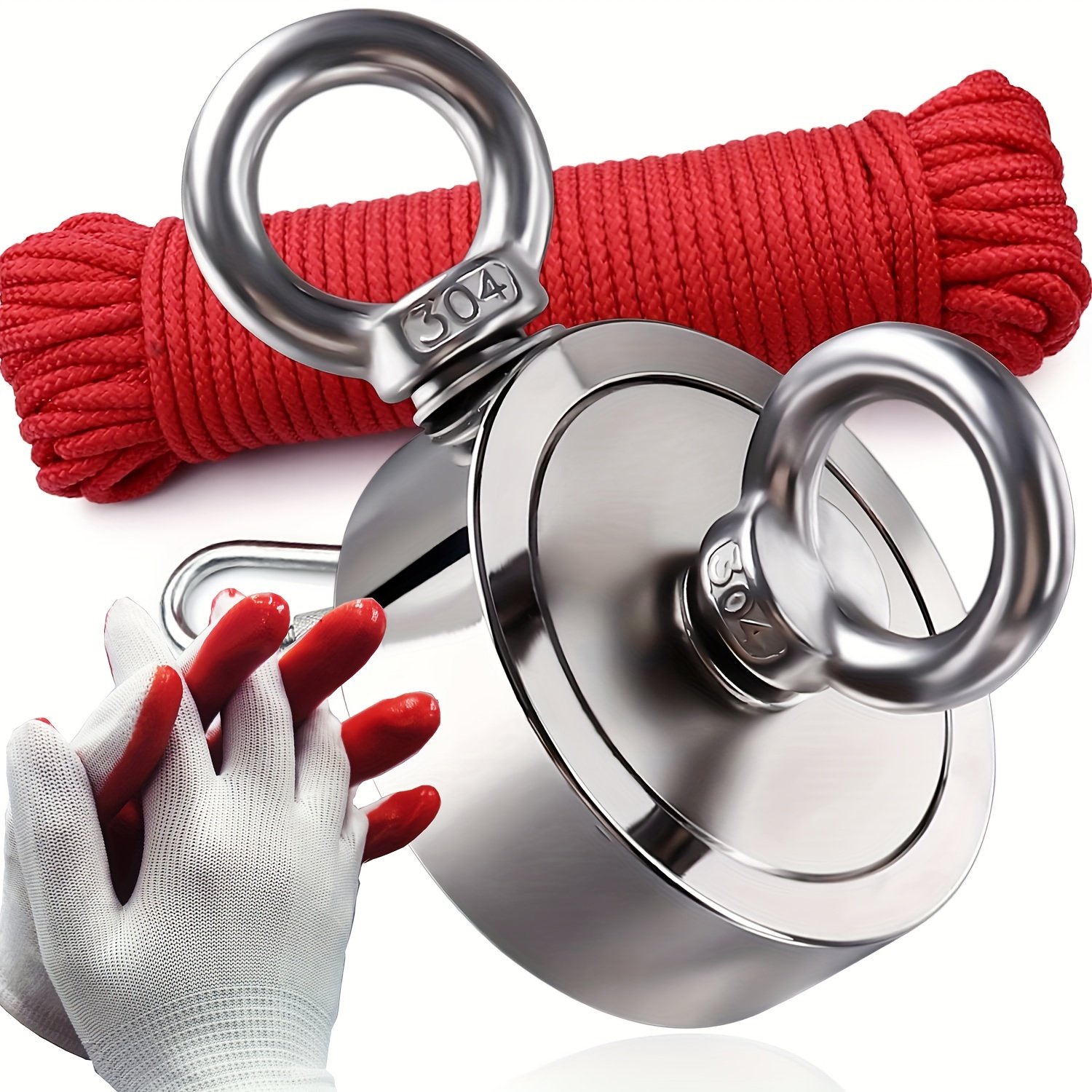 6e2553fd-e0ce-4de4-b745-57d43f889401.jpg 1600 Pounds Pull Fishing Magnets, Premum Fishing Magnets for Retrieval In River And Magnet Fishing, Neodymium Fishing Magnetic Pot, Magnet Fishing Rope, Extra Large Magnetic Hooks, Magnetic Long Hooks Heavy Duty, Clip Magnet Hooks, Magnetic Key Holder - Image 1