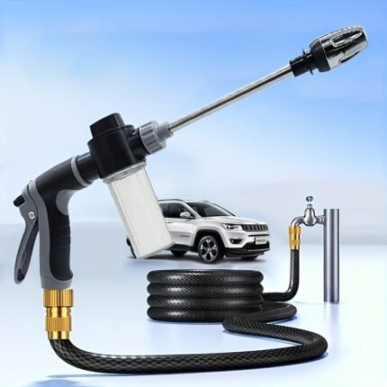 High Pressure Water Gun, Adjustable Garden Hose Wand Nozzle Sprayer, 100ml Capacity 10~20meter Distance Foam Washer Spray Cleaning Tool, for Lawn & Garden, Washing