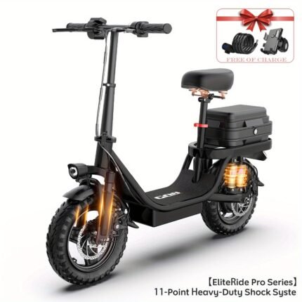 500W Electric Scooter for Adults - 20 MPH, 15-40 Mile Range, 14" Foldable Commuter E-Scooter with Seat & Storage Box, Dual Suspension, Double Brake System, Ample Storage for Pets & Cargo, Black, Commuter Scooter, Sleek Design, Durable Frame, Best for Christmas, Perfect for Thanksgiving