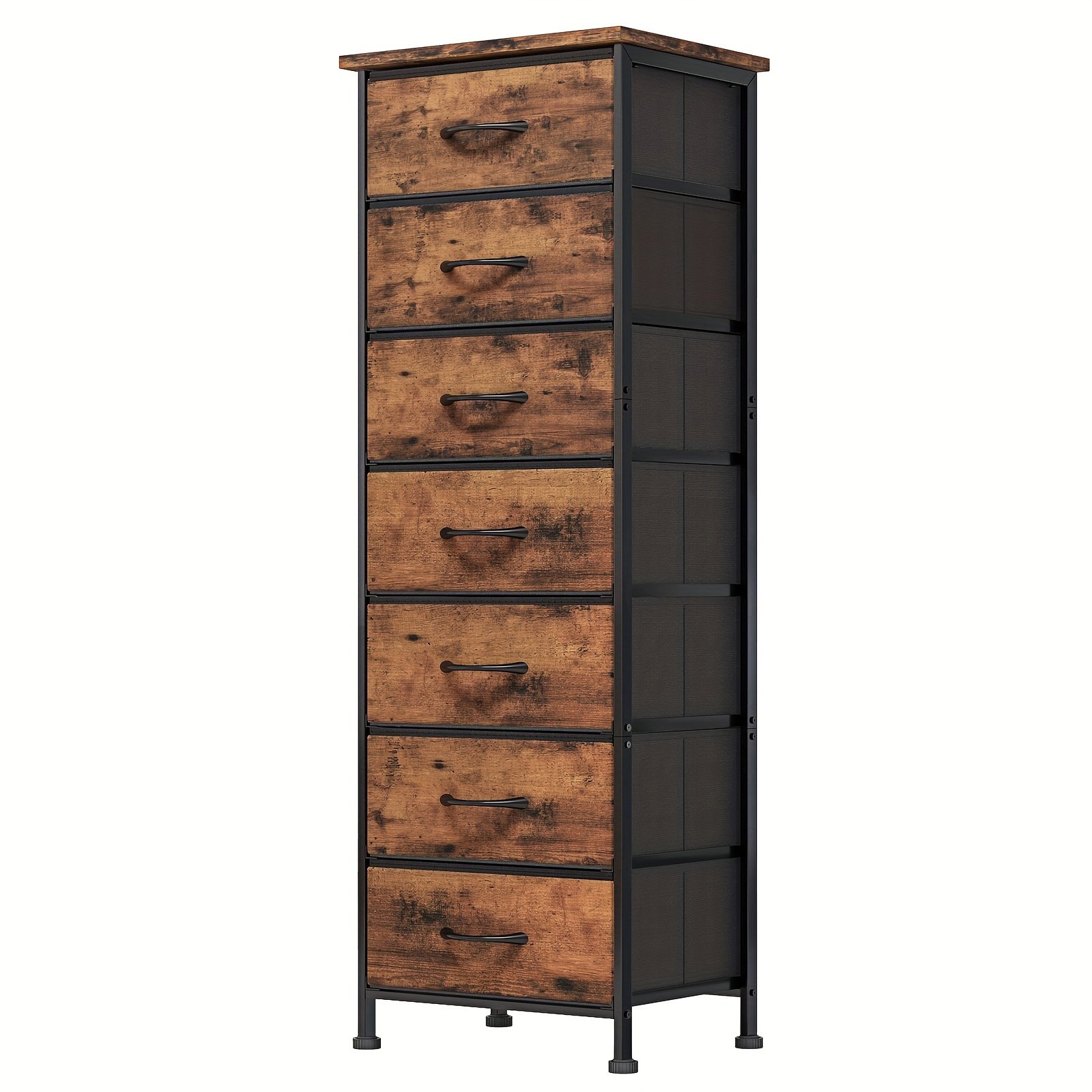 6eb86344-e182-4f53-85c9-1c7fd3943bc3.jpg WHONLINE Tall Dresser, 41/47in Storage Dresser Organizer With 6/7 Fabric Drawers, Nightstand Furniture In Closet, Entryway, Rustic Grain Print, Mounted Closet Systems, Clothing & Closet Storage, For School Storage, For Halloween And Christmas, Storage Drawer Units - Image 1
