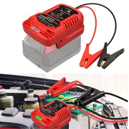 Jump Starter Adapter For Milwaukee18V M18 Battery Car Jumper Cables, 12V Portable Jump Car Starter, Up To 118.35oz Gas 1.72gal Diesel Engines, Automotive Booster Cable Adapter (Battery Not Included), Without Battery