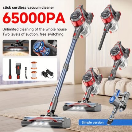 Cordless Vacuum Cleaner for Home - Powerful, 35-65Kpa Stick Vacuums Lightweight with Detachable Battery Display, Max 45Mins Runtime, 8in 1 Handheld Vacuum for Hardfloor & Carpets Pet Hair