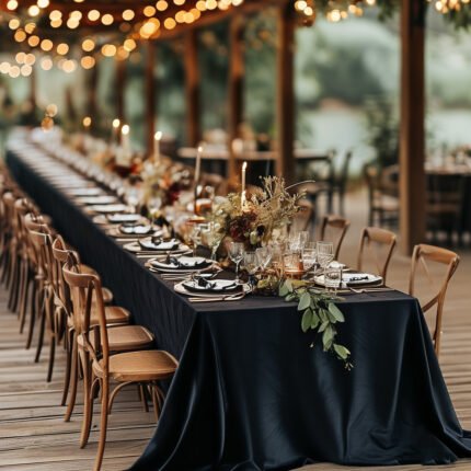 One Large Solid Black Spandex Tablecloth, Suitable for Weddings, Parties, And Banquets, Designed for Elastic Open Tables, Party Decoration Supplies, Ideal for Long Tables And Gatherings.