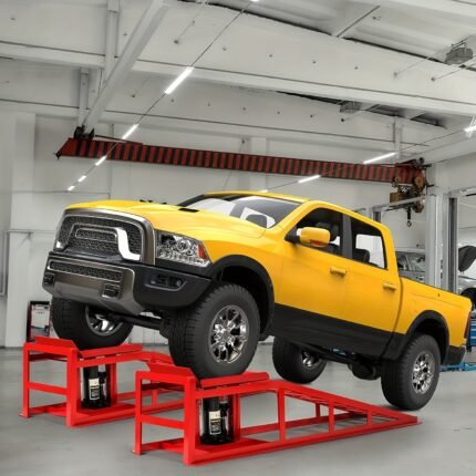 2-Pack Heavy Duty Hydraulic Car & Truck Service Ramps for Oil Changes - 5T (10000LBS) Load Capacity, Non-Slip Red Rungs, Adjustable Height, Safety Lock - Sturdy Steel Construction for Home Garage Auto Maintenance, Hydraulic Car Ramps, Vehicle Maintenance Tools, Nonslip Ramp Surface, Heavyduty Ramps