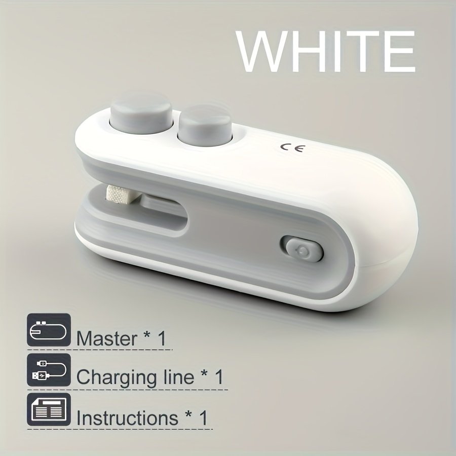 706f14bc-991d-42e1-9fc6-66fa45f00ed1.jpg 1pc Automatic Snack Bag Sealer with Magnetic Lid & USB-Powered Operation - Portable Hand-Powered/USB Charging, Lithium, 16W Energy Efficiency, Ergonomic Handle, Compact & Lightweight for Chips, Cookies, Potato Chips Bags - Ideal for Home, Travel, Camping, Picnic - Magnetic Seal System, USB Charging Cable Included (Compatible with Smartphones/Tablets/Battery-Free Use) - Image 1