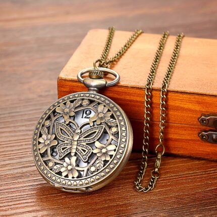 Men'S Vintage Pocket Watch Necklace - Elegant Hollow Butterfly Dial & Chain, Quartz Movement Non-High Quality Dress Watch for Formal/Casual Outfits - Antique Jewelry Gift for Him, Pocket Watche, Pocket Watche For Men