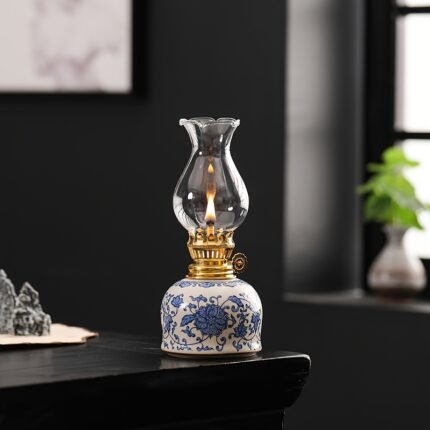 1pc Vintage Ceramic Tabletop Decor with Blue & White Floral Pattern - Ideal for Home Decoration, Holiday Gift, and Cozy Atmosphere, Tabletop Ornament|Vintage Ceramic Decor|Intricate Design, Ceramic Decor