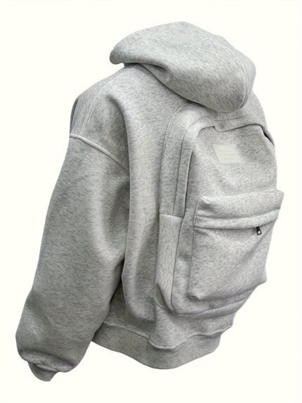 Men's & Women's Hooded Sweater Jacket with 300lb Capacity Backpack - Lightweight Travel Hoodie, Full-Zip Front Closure, Relaxed Fit, Machine Washable, Heavy-Duty Backpack for Gym, Commute, Weekend Trips - Casual Outdoor Clothing with Zipper Hooded Design, Geometric Pattern, and Full-Length Zipper for Easy Access (No Bulk) - Ideal for Travel & Casual Attire