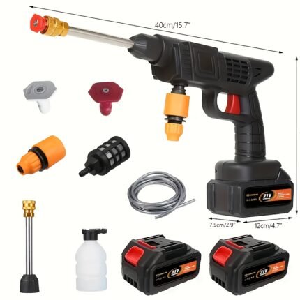 High Pressure Water Gun, Powerful Cleaning for Car And Garden, High Pressure Car Wash Foam Gun - Adjustable Nozzle, Cordless High Pressure Car Wash Gun - Portable Cordless Power Cleaning Tools, Outdoor Car Wash Tools, Portable Car Wash Guns, Car Wash Pressure Gun, Portable Pressure Washer Gun with Battery, Pressure Gun Washer, Ergonomic Design, Durable Plastic, Sturdy Construction, Home Cleaners