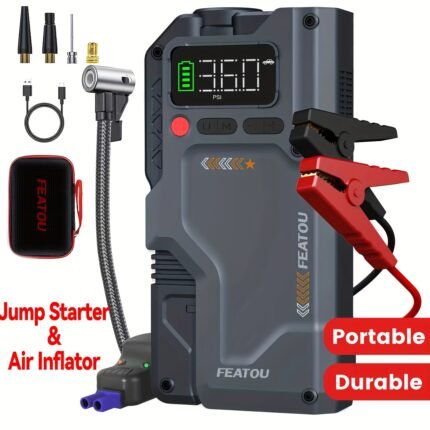 6000A Jump Starter with Air Compressor, 5in 1 Function Jump Box 150PSI Jump Starter Battery Pack with Digital Tire Inflator, Car Battery Charger Portable for 2.64gal Gas Or2.38gal Diesel Battery Charger, Car Jumper Starter Portable, 5000A And 6000A Options