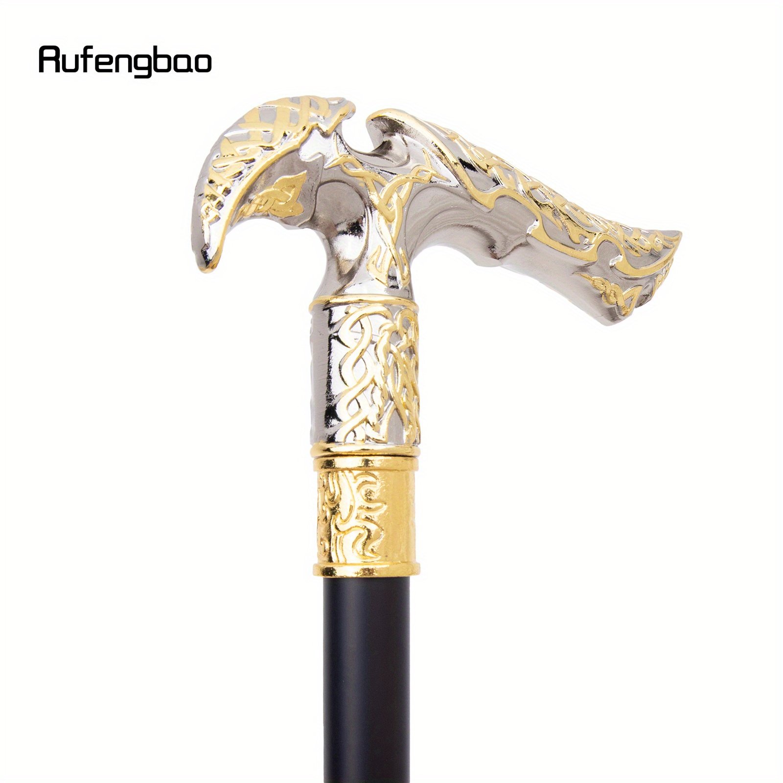 72473a0db72d4b718b01809e0789890f-goods.jpeg Elegant Golden And White Curved Flower Cosplay Cane, a Stylish Decorative Stick for Gentlemen, Measuring 92Cm, For Cosplay & Party - Image 1