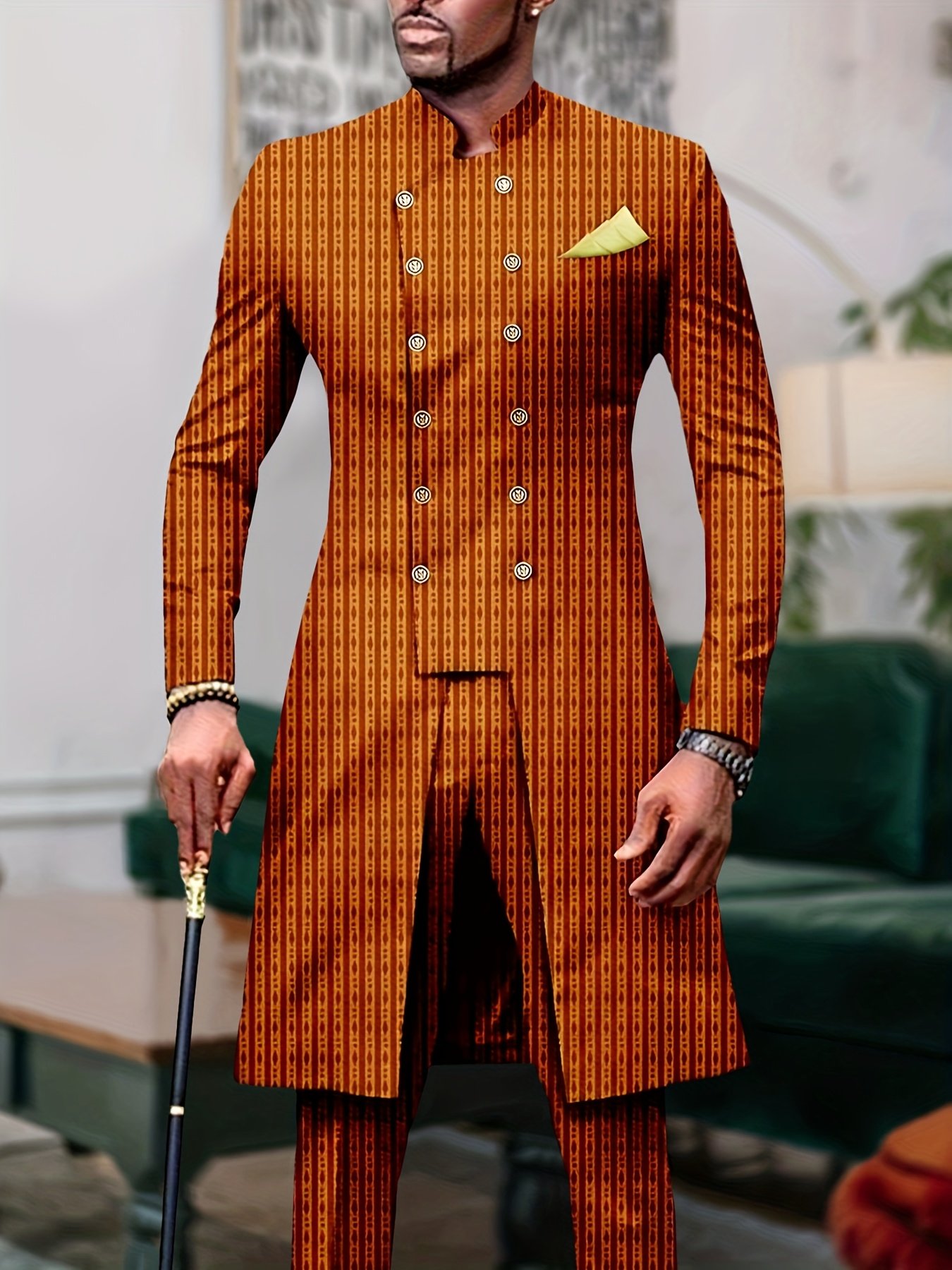 728dad1f-9472-4ccf-8000-edc63414e87f.jpg Men's Casual Long-sleeved Two-piece Suit, Mid-length Top And Trousers - Image 1