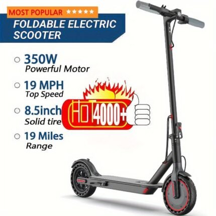 LADPED Electric Scooter, 350W 36V 5.2AH-10.5AH, 8.5" Solid Tires, 19 Mile Range And 3 Modes, High Speed for Teens And Adults, Foldable And Height Adjustable, Designed for Beginners- Ideal for City Streets, Parks, Or Campus Pathways, Long-lasting Use