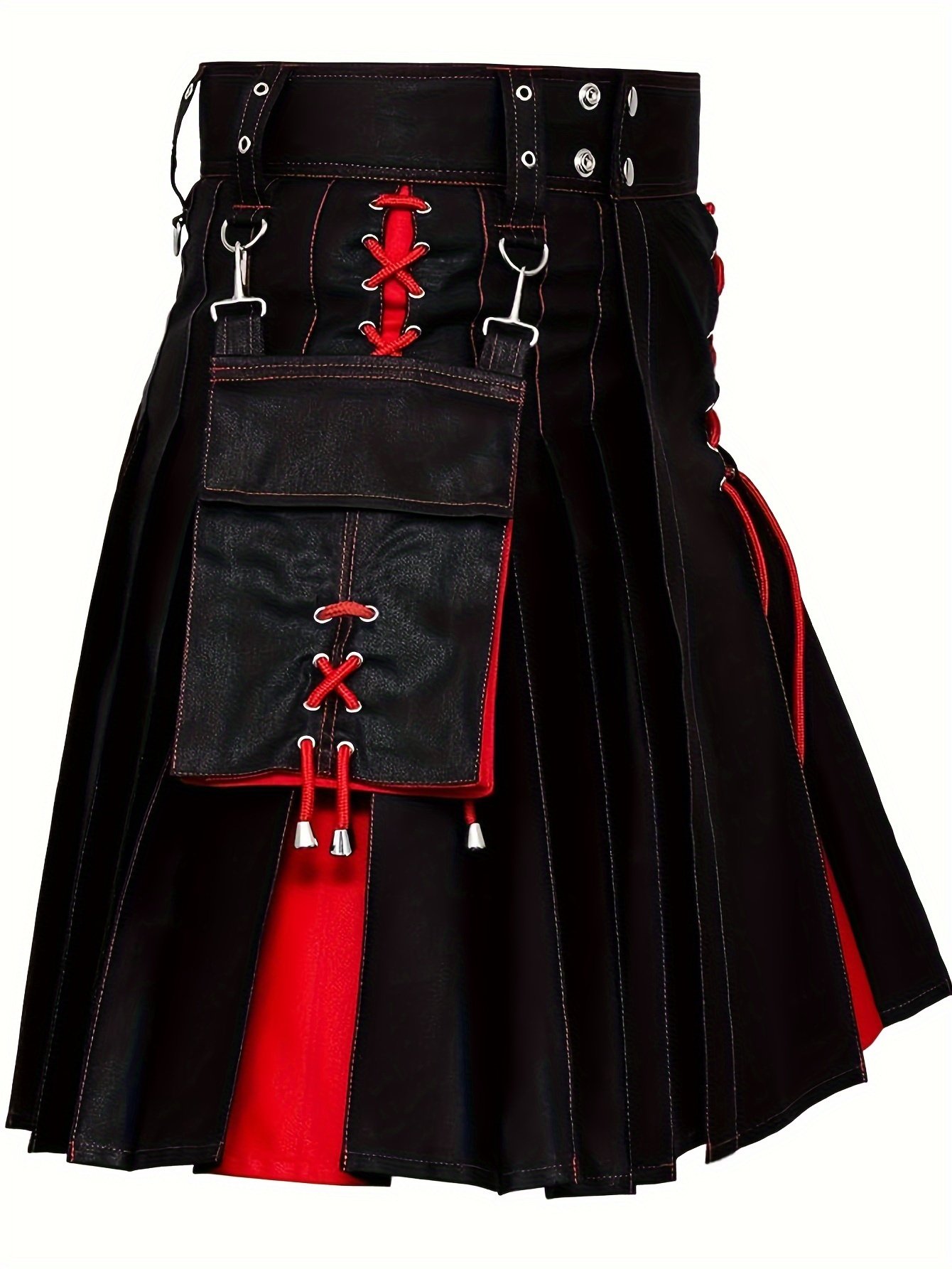 732a6977-0554-4ada-a2f1-328f7de87fd0.jpg Men'S Traditional Color Blocking Scottish Style Pleated Kilts, Retro Gothic Punk Style Skirt Irish Highland Wedding Clothing As Gift - Image 1