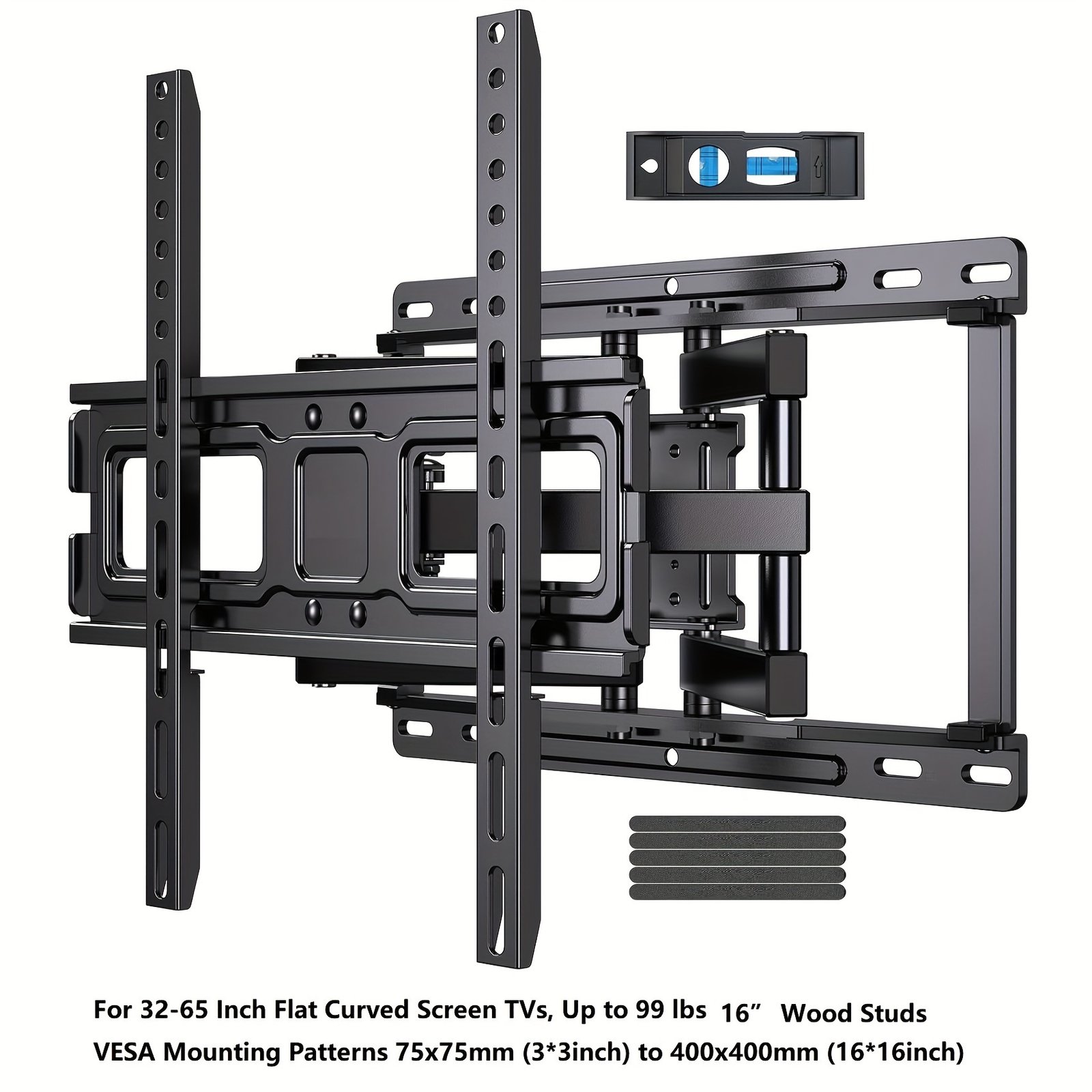 739a7ccf-e32d-4631-9f26-68a5be15b4dd.jpg Full Motion TV Wall Mount With Articulating Arms, Swivel, Tilt, And Rotation For Most 37-75 Inch OLED, LCD, LED Flat And Curved TVs, Max VESA 600x400mm, Extends To 24-Inch Wood Studs, Supports Up To 132 Lbs - Image 1