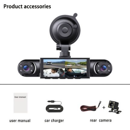 360° Dash Cam for Cars, 4 Channle, Front 1080P HD & Rear/Left/Right 720P with 3.16" IPS Display, Night Vision, Loop Recording, 24H Parking Monitor (G-Sensor/Motion Detection), Optional 64GB Memory Card., Vehicle Security Camera, Car Dash Camera, Compact Design, Modern Dash Cam, Durable Construction, Highquality Display, Gsensor Camera, Car Owners, Daily Commuters, Dash Cam For Car Front And Rear Wireles
