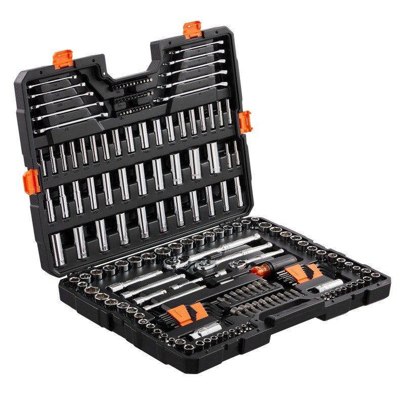 743701f338805634cb3c0333a972f84e.jpeg Mechanics Tool Set and Socket Set, 205-Piece 1/4in, 3/8in, 1/2in Drive Sockets, Durable Hand Tool Kit for DIY, Home Repairs and Maintenance, Labor Day Sale, Fall Seasonal Offer, Comprehensive Tool Collection for Car, Garage, and Workshop, easy storage tool set, professional-grade socket set - Image 1