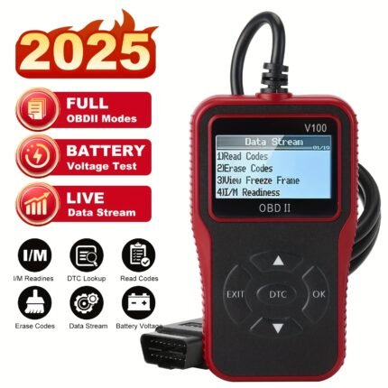 OBD Power OBD2 Car Scanner V100 - Engine Fault Code Reader And Diagnostic Tool - Compatible with All Vehicles Since 1996, Up to 36V, No Battery Required.