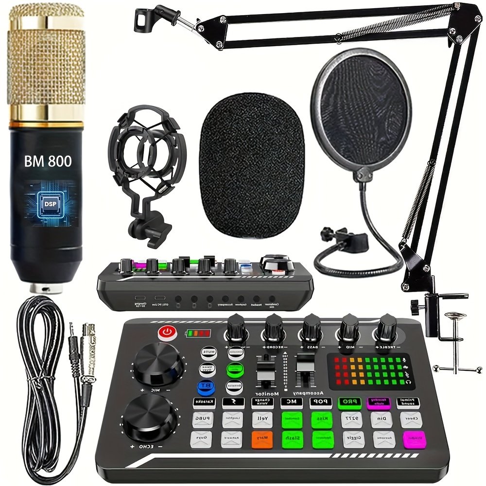 75ab7bd9-c50b-4f35-a3c2-daaebde884c0.jpg Podcast Equipment Bundle, BM-800 Recording Studio Package With Voice Changer, Wired Microphone, Live Sound Card - Audio Interface For Laptop Computer Vlog Living Broadcast Live Streaming - Image 1