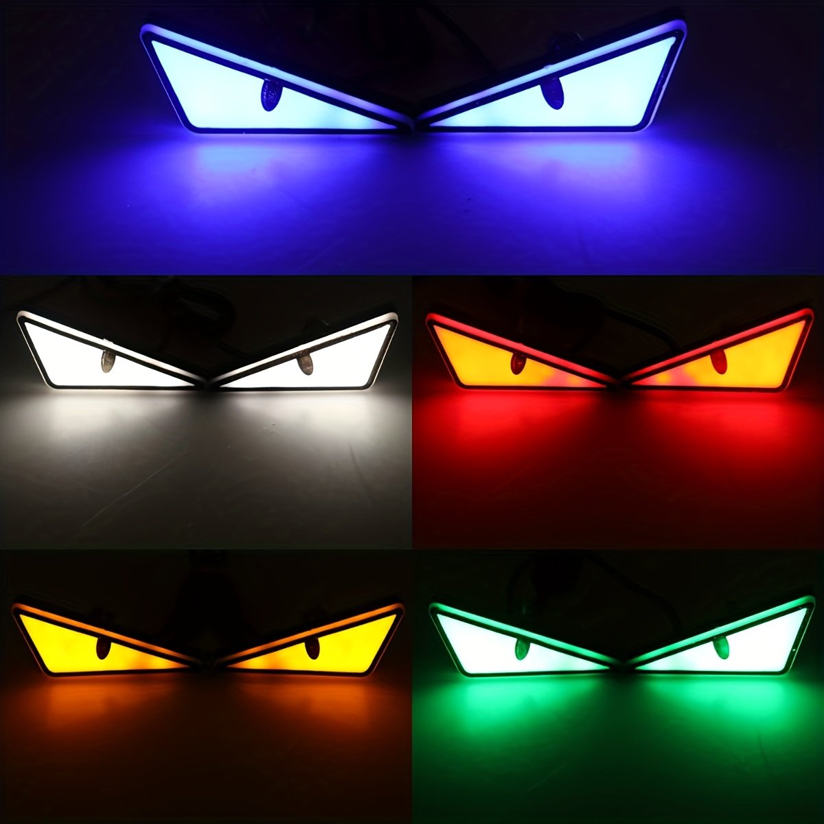75e5fa71-9d8e-4cab-999f-3a6e24e8d28a.jpg 2 LED Eagle Eye Lights - High Brightness 12V USB-Powered Triangle Demon Eye Neon for Cars & Motorcycles, Fun Atmosphere Safety Driving Assist Light with Adjustable Brightness, Fit for All Vehicles, Motorcycle Lights, Vehicle Safety Accessories, Bold Design, Durable Construction, Without Battery - Image 1