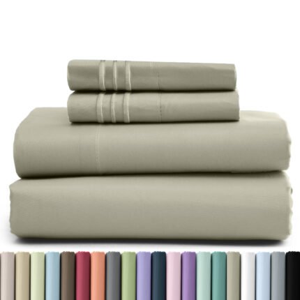 Hannah Bedding 4 Pieces Solid Colors Bed Sheets - 1800 Series Brushed Microfiber Sheet Set With Pillowcases, Deep Pocket Bedding Set For Ultimate Comfort - Lightweight And Breathable Cooling Sheet Set - 16 Inches Deep Pocket