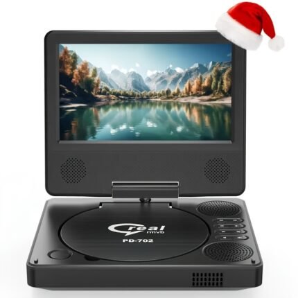 9.5" Portable DVD Player for Home And Car with 7.5" Swivel Screen, 4-6 Hour Working Time, Car DVD Player with Dual Speakers, Remote Control, Support Sync TV, Region Free USB/SD/AV