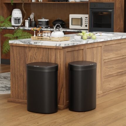 13 Gallon Touchless Trash Can & Garbage Cabinet with Automatic Sensor - Kitchen, Bathroom, Living Room, Office Organizers with Lid, Home Storage Accessories, Plastic Waste Bin for Efficient Organization