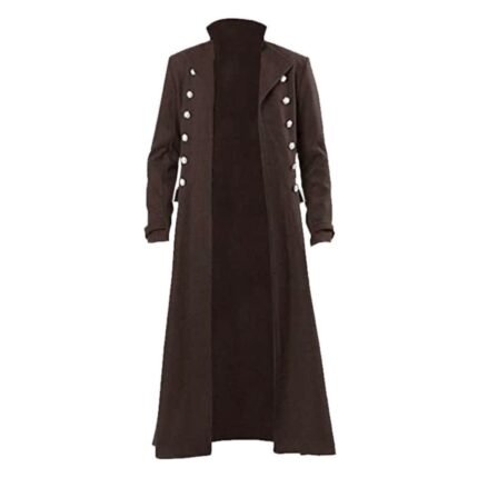 Medieval Gothic Overcoat Costume - Renaissance Double-Breasted Vintage cloak with Black long formal robe, Elegant Gothic Attire for Halloween, Cosplay, Themed Parties, Photoshoots - Non-Wearable Display Decoration, Photoshoot Prop, Dramatic Fashion, Intricate Design, Historical Clothing, Theater Performers