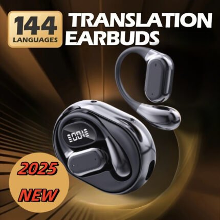 2025 New Style AI Intelligent Translation On-ear Headphones - Couples Earbuds, Wireless Bidirectional Real-Time Translation, 144 Languages, Touch Control, Condenser Mic, Type-C Charging, for Travel, Business, Shopping, High-Quality Sound, Comfortable Fit, Long-Lasting Battery, Low Battery Consumption, Secure Fit, Casual Wear, Travel Accessories, Earbud Headphones