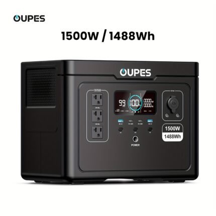 OUPES 1500W, 1488Wh Portable Power Station Exodus 1500, LiFePO4 (LFP) Battery, 1500W AC(3600W Surge)/140W USB-C Output, APP Control, Solar Generator For Home Backup Power, Camping & RV