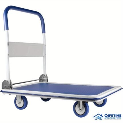 Heavy Duty Foldable Flatbed Cart with 330LB Capacity (660LB Max Load) - Extra Wide Platform, Thick Steel Frame, -Tip Design, Space-Saving Foldable, for Warehouse, Home, Garage, Moving - Blue/White (Other color options available)