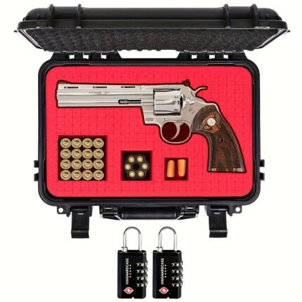 Kinghardcase TSA Approved Hard Revolver Case with Dual Locks - Fits Revolvers up to 6" Barrel, Shockproof & Secure Storage, Black, Durable PP Material, Ideal for Hunting, Fishing, and Outdoor Activities, Gun Storage Case | Secure Storage Case | Durable PP Case, Gun Safe