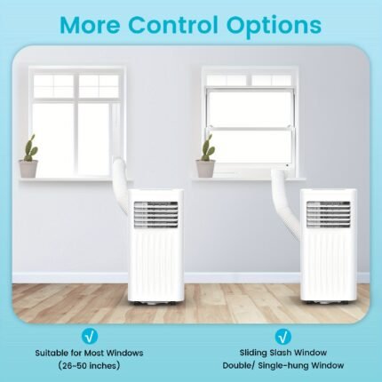 Portable Air Conditioner 10000/8000 BTU with Remote Control, 2 Fan Speeds & Dehumidifier, Quiet Operation, 24H Timer, for Bedroom, Office, Dorm, Window Mount with Wheels, Air Conditioner Portable, 36/42in Tower Fan, Portable Electric Oscillating Fan