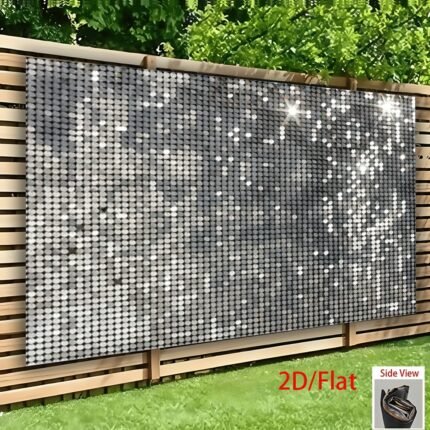2D/Flat, 1pc Sparkling Sequin Backdrop Banner - Glittering Golden & White Polyester Fabric for Parties, Weddings, Birthdays, and Home Decor - Versatile Use for Living Room, Office, Bar, Cafe, and Festive Celebrations, Party Backdrop | Glittering Sequins | Durable Polyester, Sequins Decor