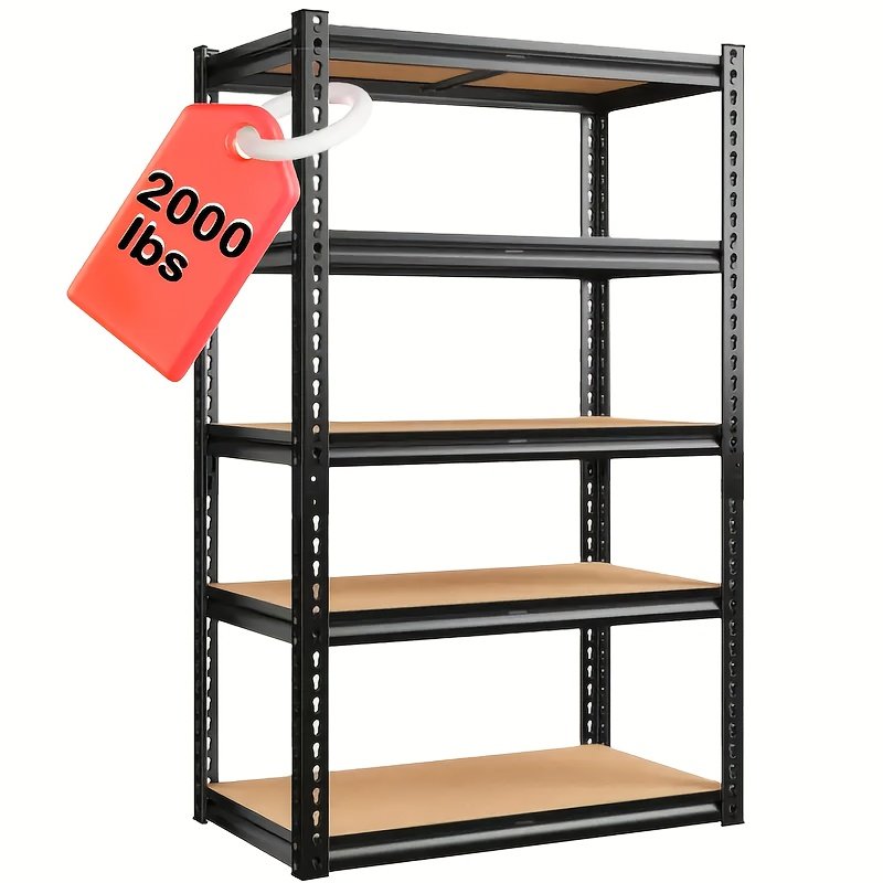 7a59378b-63d3-462a-9f02-cc8cbc88cb0c.jpg 500 Lbs/ 2000 Lbs Garage Shelves, Utility Storage Racks, Heavy Duty 3/5 Tier Metal Shelving Units, 29.5" H X 15.7" W X 15.7" D, 60" H X 28" W X 12" D, Adjustable Kitchen Warehouse Basement Garage Utility Rack, Tool Utility Storage Rack, Utility Shelves - Image 1
